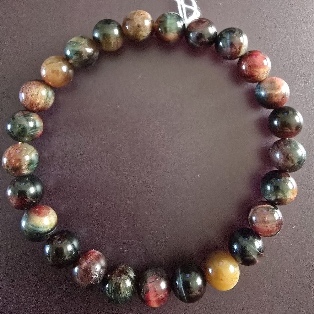 8mm Peacock Tiger Eye Bracelet ON SALE - Picture 4 of 9